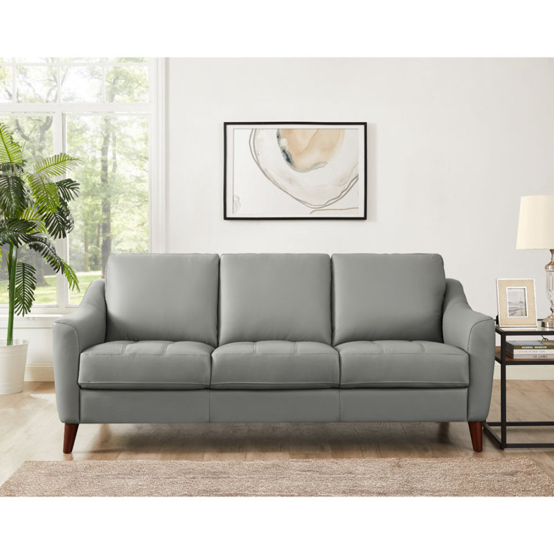 Wayfair grey leather sofa discount